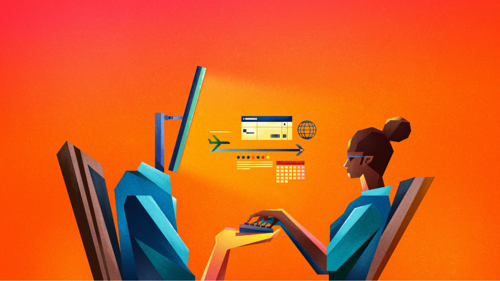 A woman creating her travel plan via AI Trip Planner.