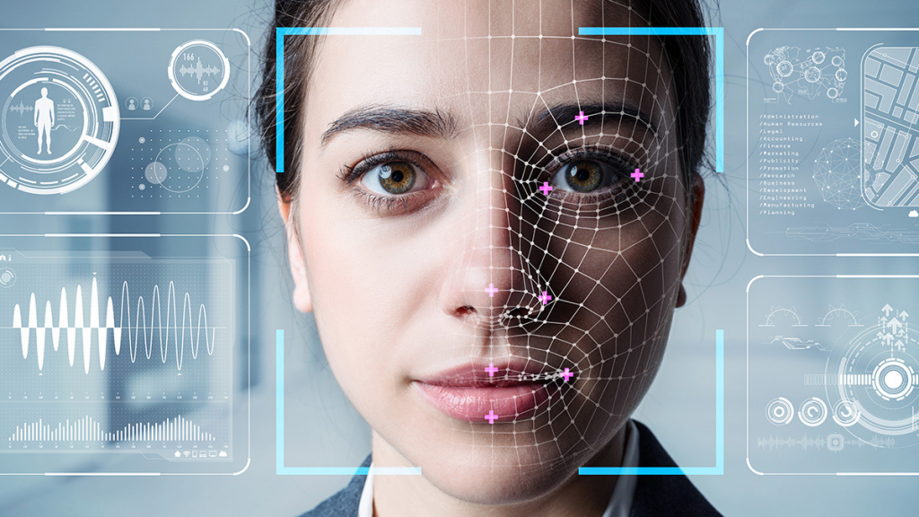 A woman's face being encoded by an AI avatar maker
