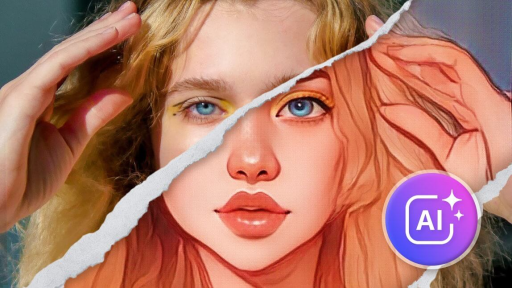 A girl's face being customized through AI Avatar Maker