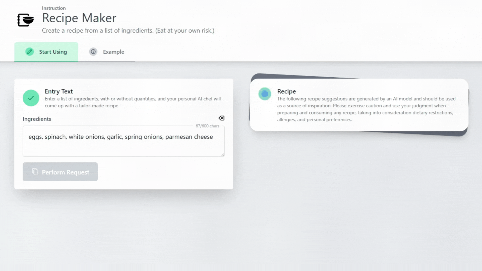AI Recipe Maker prompt