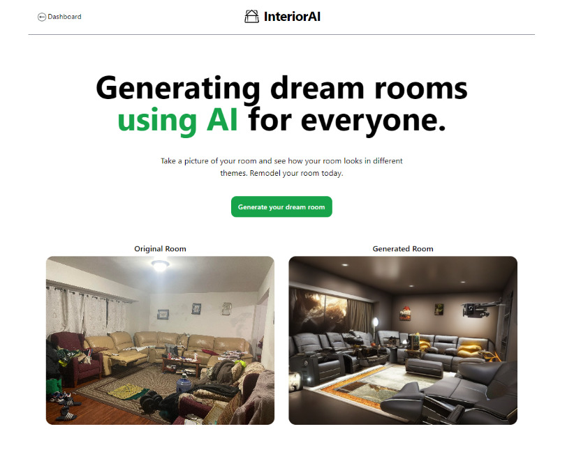 generated room results by Interior AI