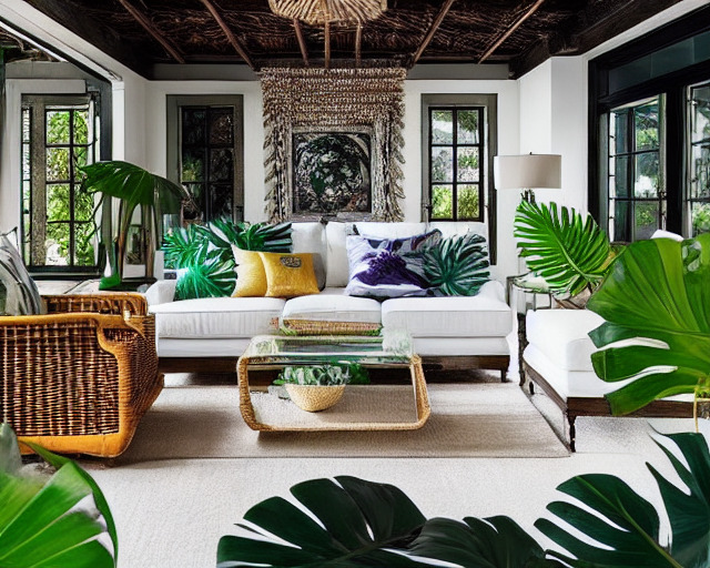 tropical living space generated by Interior AI